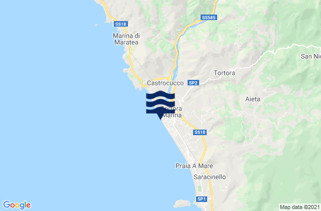 Tortora Marina, Italy tide times map