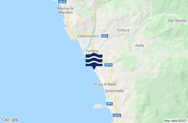 Tortora, Italy tide times map