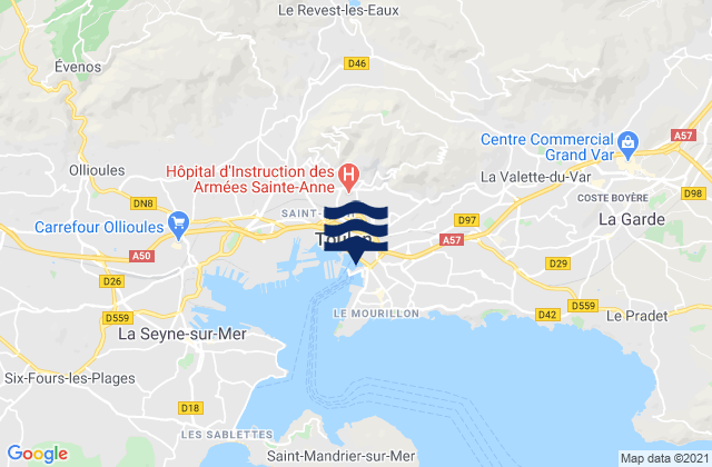 Toulon Port, France tide times map