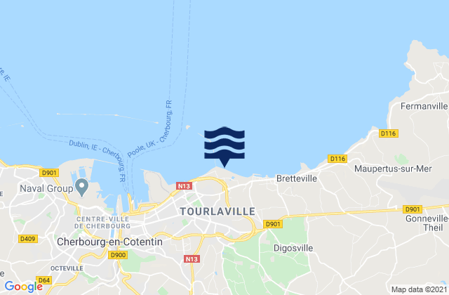 Tourlaville, France tide times map