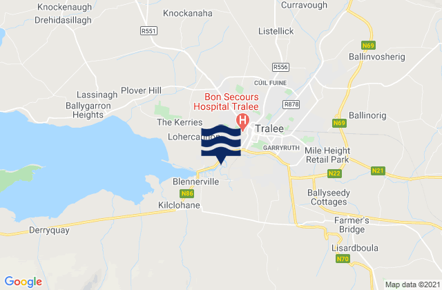 Tralee, Ireland tide times map