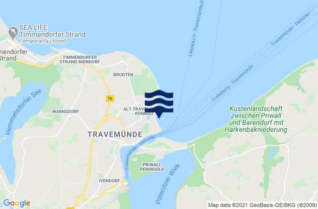 Travemuende, Germany tide times map