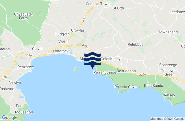 Trenow Cove Beach, United Kingdom tide times map