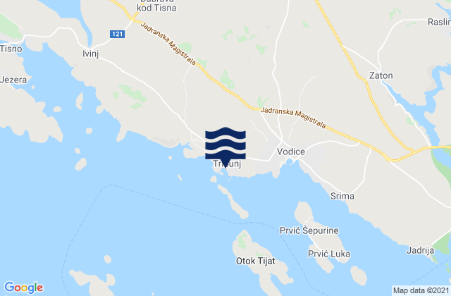 Tribunj, Croatia tide times map