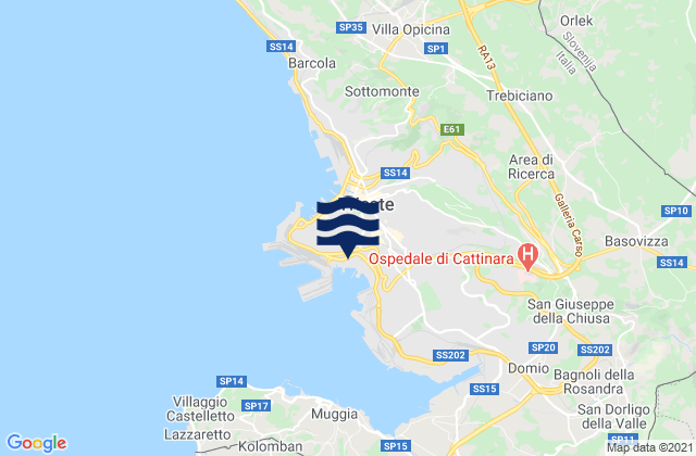 Trieste, Italy tide times map