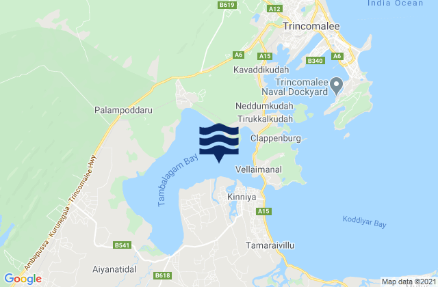 Trincomalee District, Sri Lanka tide times map