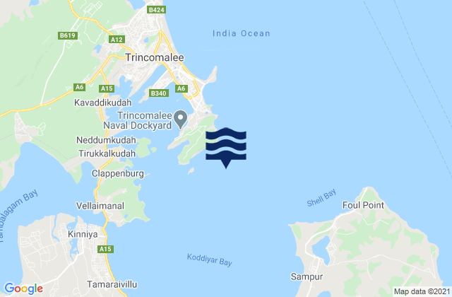 Trincomalee Harbour, Sri Lanka tide times map