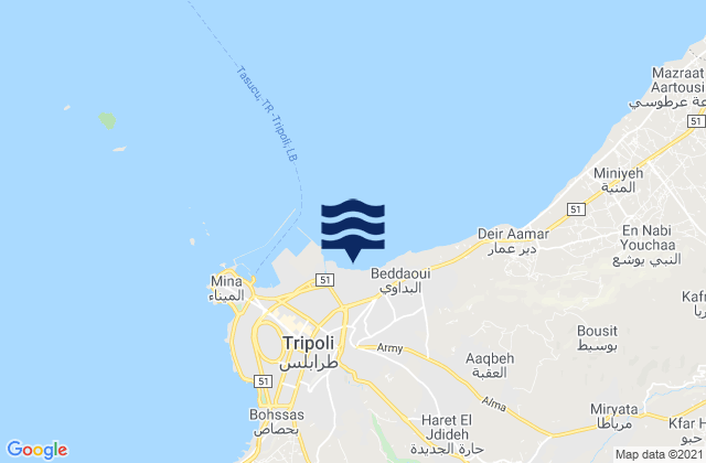 Tripoli, Lebanon tide times map
