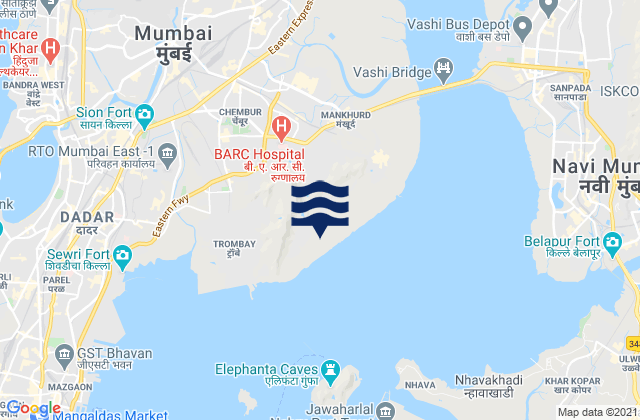 Trombay, India tide times map