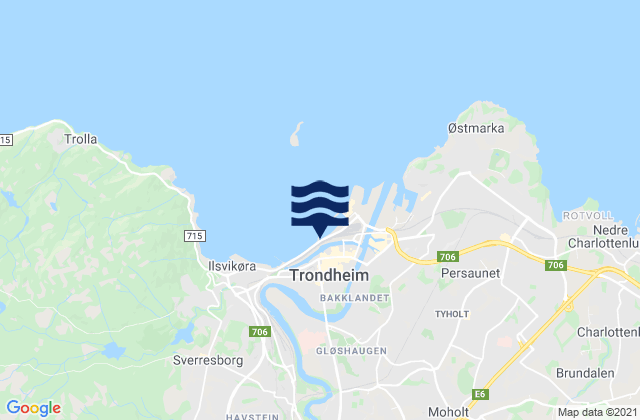 Trondheim, Norway tide times map