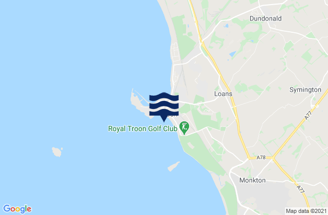 Troon Beach, United Kingdom tide times map