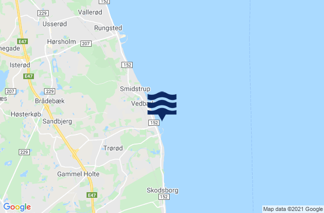 Trorod, Denmark tide times map