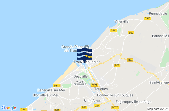 Trouville-sur-Mer, France tide times map