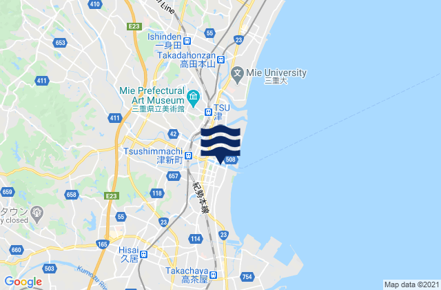 Tsu-shi, Japan tide times map