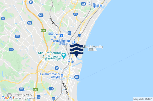 Tsu, Japan tide times map