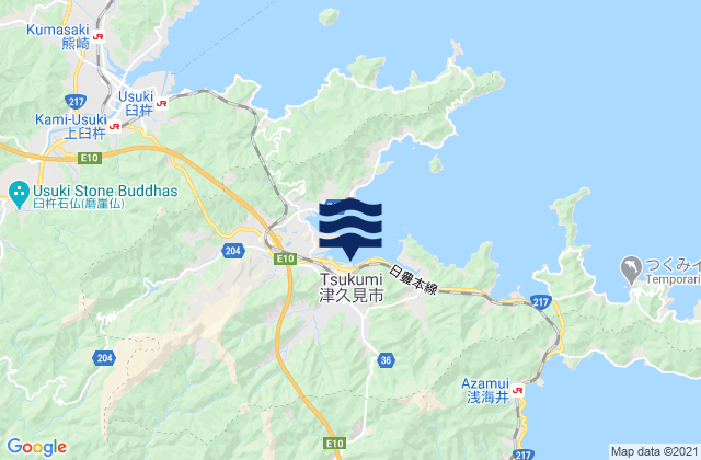 Tsukumi-shi, Japan tide times map
