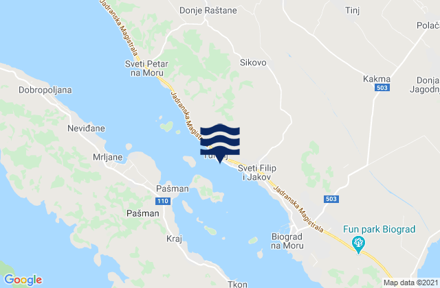 Turanj, Croatia tide times map