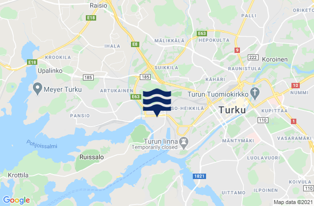 Turku, Finland tide times map