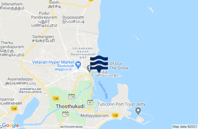 Tuticorin Gulf of Mannar, India tide times map