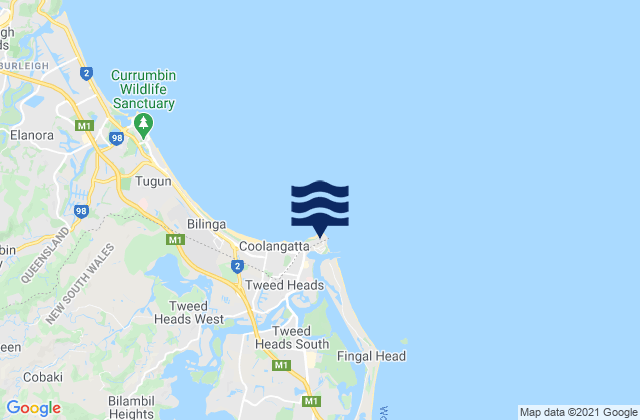 Tweed River, Australia tide times map