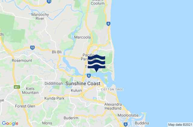 Twin Waters, Australia tide times map