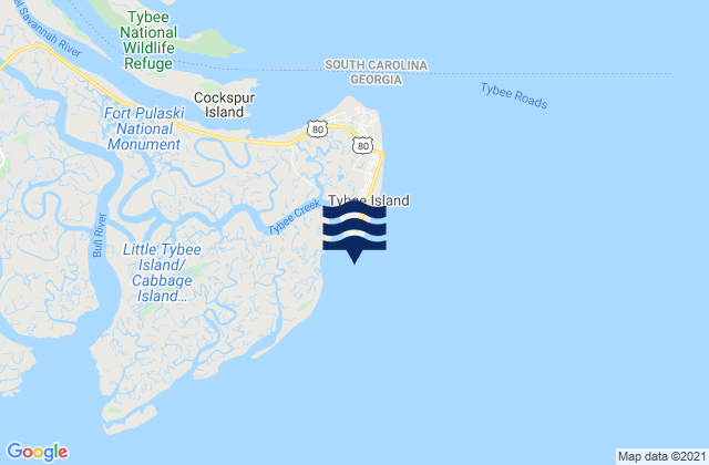 Tybee Creek Entrance, United States tide chart map