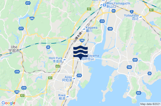 Ube Shi, Japan tide times map
