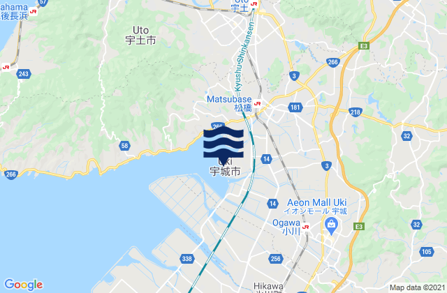 Uki Shi, Japan tide times map