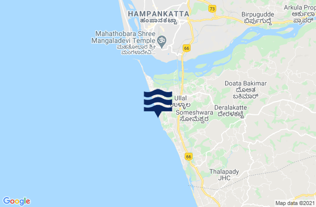 Ullal, India tide times map