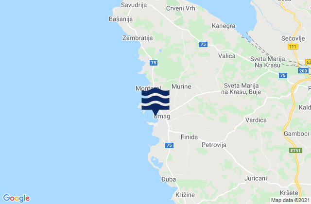 Umag-Umago, Croatia tide times map