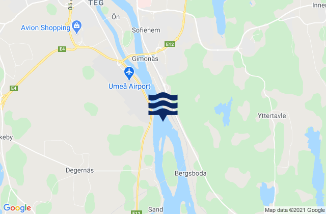 Umea, Sweden tide times map