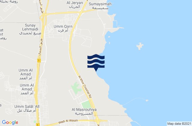 Umm Salal `Ali, Qatar tide times map