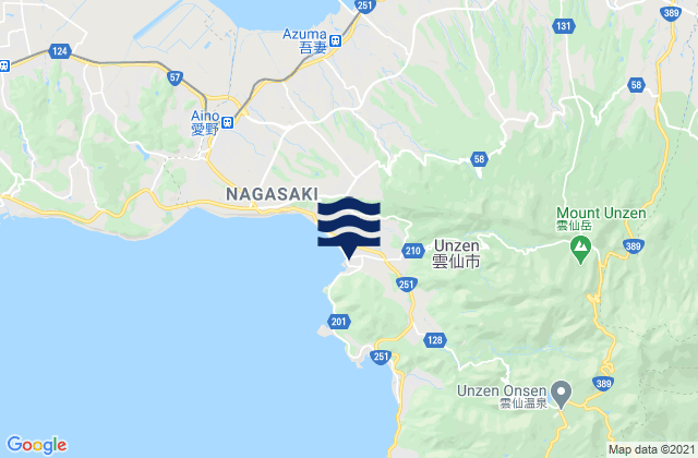 Unzen-shi, Japan tide times map