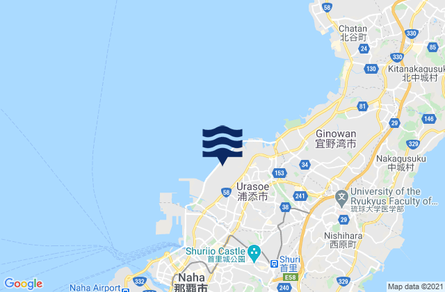 Urasoe Shi, Japan tide times map