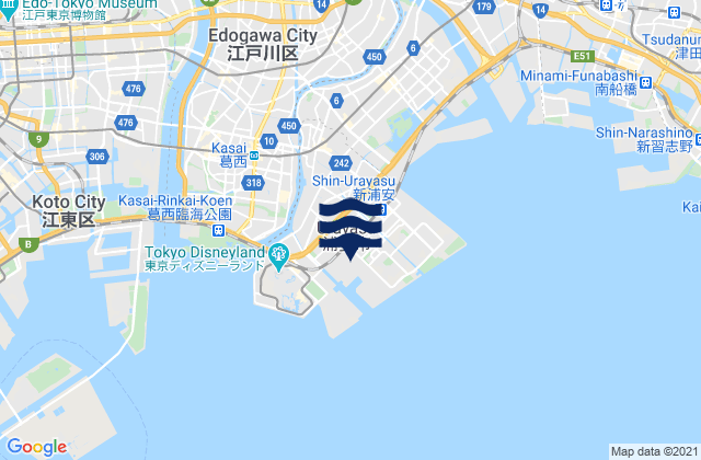 Urayasu-shi, Japan tide times map