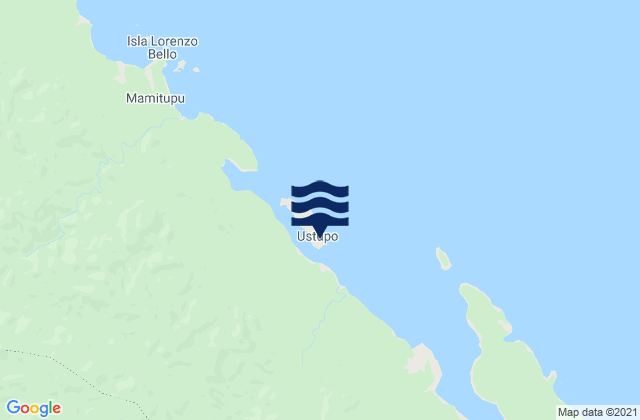Ustupo, Panama tide times map
