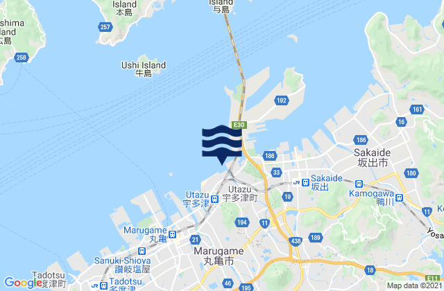 Utazu Ko, Japan tide times map