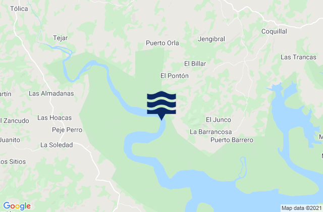 Utira, Panama tide times map