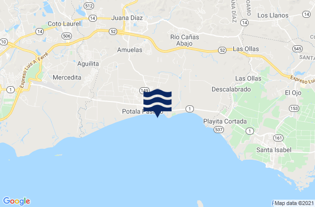 Vacas Barrio, Puerto Rico tide times map
