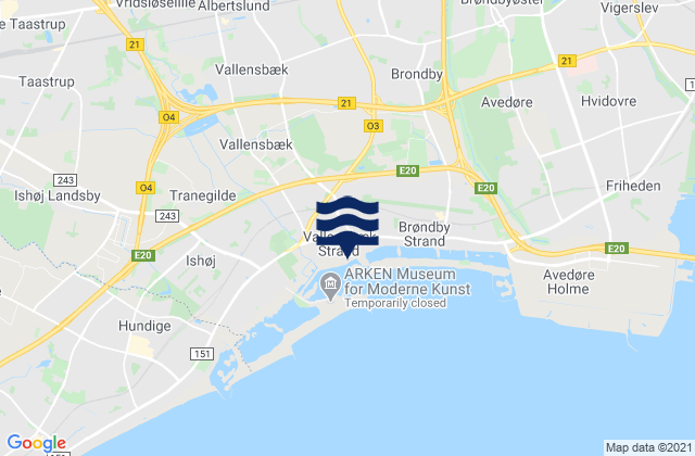 Vaerlose, Denmark tide times map
