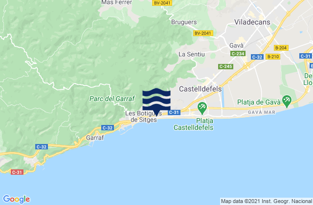 Vallirana, Spain tide times map