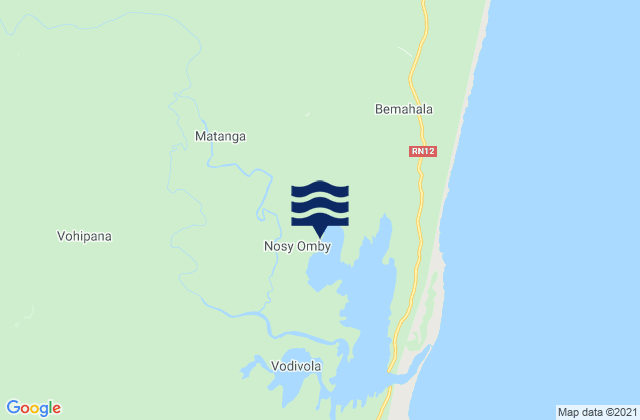 Vangaindrano District, Madagascar tide times map