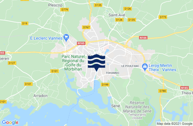 Vannes Morbihan, France tide times map