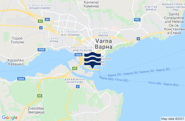 Varna, Bulgaria tide times map