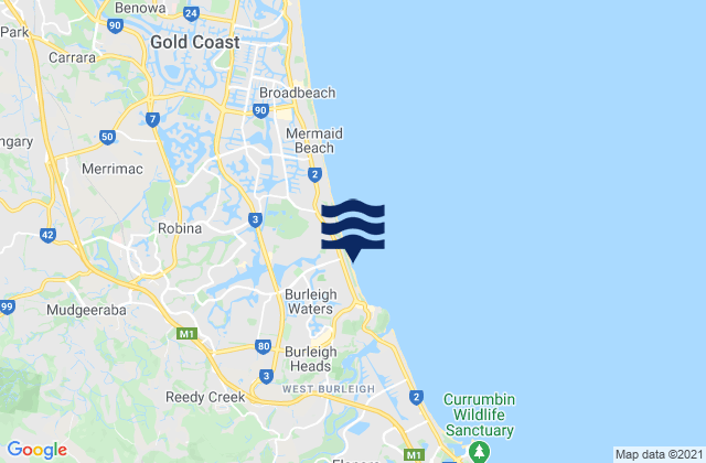 Varsity Lakes, Australia tide times map