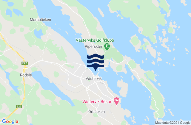 Vastervik, Sweden tide times map