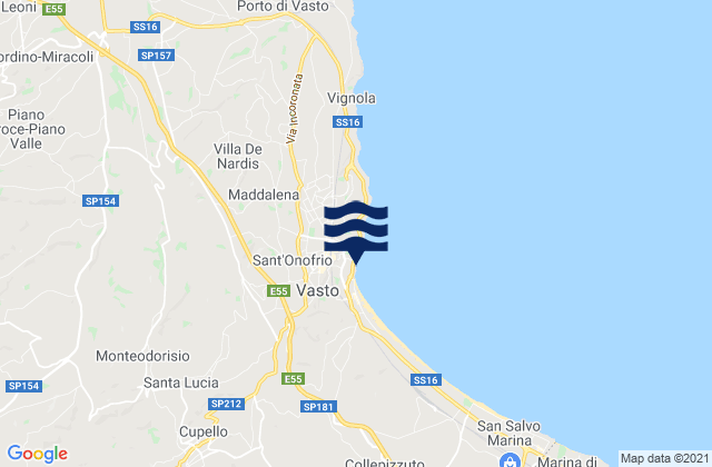 Vasto, Italy tide times map