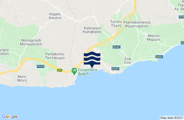 Vavla, Cyprus tide times map