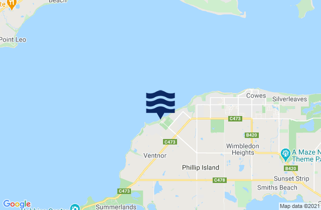 Ventnor Beach, Australia tide times map