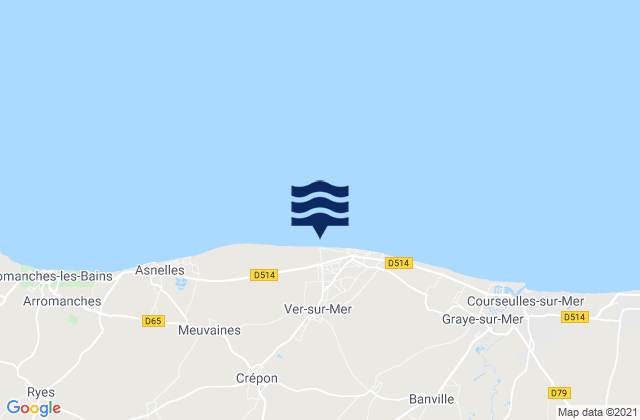 Ver-sur-Mer, France tide times map
